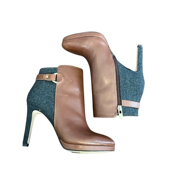 Antonio Melani "Knightlee" Chestnut Gray Leather Italy Pointed Boots - Picture 7 of 9